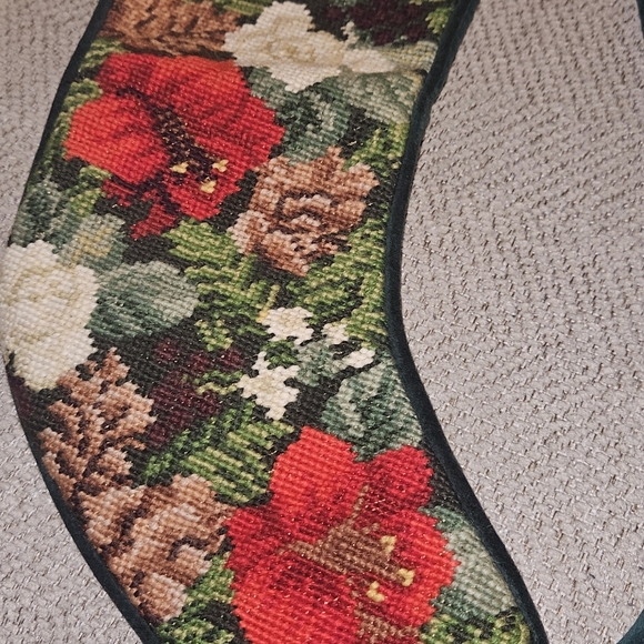 Vintage Needlepoint Christmas Stockings With Velvet Back - Picture 6 of 6
